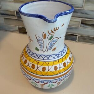 JS Talavera hand painted Mexican pottery pitcher 6"